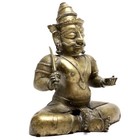 Indian Chola Style Brass Metal Veerabhadra Shiva Statue Antique Large Vintage