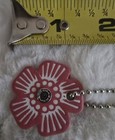 Coach Mini Pink Tea Rose Flower   Silver Tag Purse Charm Key Chain - Key Fob   