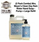Mrs  Meyer s Clean Day Hand Soap Bundle - 12 5oz Pump   32oz Refill Rain Water
