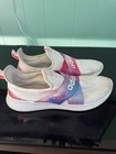 Adidas Cloudfoam Comfort Slip-on Athletic Shoes White Pink Blue Mesh Unisex Kids