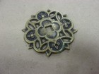 Antique Backer Plate Cabinet Dresser Drawer Pull Ornate Flange Kbc Brass C408