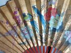 Large Asian Chinese Birds And Floral Folding Wall Fan 52  X 35  Vintage