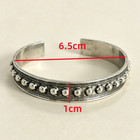 Vintage Bohemian Cowboy Beaded Embossed Open Cuff Bangle Antique Silver Bracelet