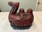 Vintage Large Chinese Faux-cinnabar Lacquerware Camel Trinket Box With Stand