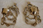 Vintage Brass Ornate Candle Stick Wall Sconces Made In India Set Of 2