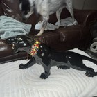 Vintage Mcm Black Ceramic Panther Crystal Green Eyes And Gold Details 19   