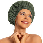 Reusable Shower Cap For Women Large Waterproof Bonnet Elastic Bath Hair Hat Bath