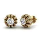 2 5ct Art Deco Round Lab Created Diamond Wedding 14k Yellow Gold Finish Earrings