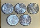 Lot Of 5 Morgan Silver Dollars - 90  Silver - Gem Uncirculated - 1878-1904 P D S