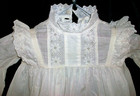 Antique 1900s White Cotton Baby Christening Dress Ruffles   Eyelet