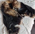 Overland Celestine Leather Jacket Fox Fur Trim Lined Black brown Women Xs