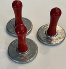 Nordic Ware Cookie Stamps Aluminum  Red Wood Handles-set Of 3 Star Flower Leaf