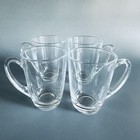 4 Vtg Arcoroc France Espresso Clear Glass Cups Mugs Set Of 4