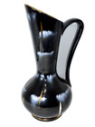 Mcm Vintage Vase German Black White   Gold  Germany 8 5  Signed 1950 s