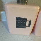 Vtg 1950 s Canisters Burroughs Mfg Light Pink And Gray Hard Plastic 8 Piece Set