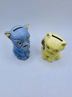 2- Vintage 1950   s Calico Cat And Bonzo Dog Ceramic Coin Bank  Gold Details