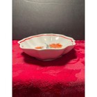 Vintage Hollohaza Hungary Orange Floral Porcelain Dish Oval Scalloped Edge 1960s