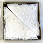2 Vtg White Handkerchiefs In Box Bobbin Lace House Brussels Hand Made Fait Main