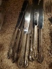 42 Pc Set Vintage Wm Rogers Victorian Rose Silverplate Silverware Flatware Set