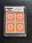 Third Reich Wwii Nazi German Nsdap Swastika Stamp Block Nsdap Mnh W Slab Case