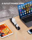 6-outlet Power Strip Surge Protector  15ft Long Extension Cord  Low Profile Flat