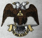 Masonic Scottish Rite 32nd Degree Double-headed Eagle Patch Black Gold White
