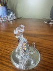 Vintage  Crystal Standing Cat With Hat On Mirror