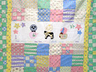Colorful Embroidered Animals Patchwork Quilted Wall Hanging Baby Blanket 38x39
