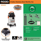 New Ridgid Wet dry Shop Vac 6 Gal 120v 4 25-peak Hp Stainless Steel W accessory