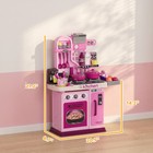Kids Play Kitchen With Lights  Sounds  33 Piece Accessories  Storage