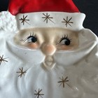Vintage Holt Howard Santa Face Candy   Nut Ceramic Plate Tray Dish 6189 Gold