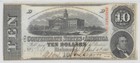 T-59 Pf-11 1863  10 Confederate Civil War Money Pmg About Uncirculated Au 55