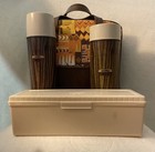 Retro 1970   s Thermos 3 Pc Picnic Set - Rare Pattern 