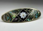 Vintage Alpaca Mexico Style Mother Of Pearl Abalone Inlay Hair Clip Barrette