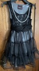 Girl s Black Silver Tulle Lace Tutu Dress Pearls Size 8 Formal Dress Up Costume