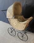 Antique E f  Pahl   Co Wicker Doll Baby Carriage Buggy Vintage Stroller Pram
