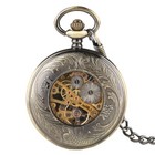 Mens Pocket Watch Mechanical Vintage Steampunk Skeleton Retro Chain Luxury