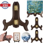 2   Brown 4  Easel Plate Holder Wooden Folding Display Stand For Picture Frame Us