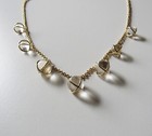 Vintage Caged Rock Quartz Pools Of Light Necklace 14k Yellow Gold Overlay