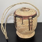 Vintage Hand Woven Tribal Basket Northern Nigeria Africa Footed With Cover 9   h