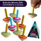 Wooden Set Of 10 Spinning Tops For Kids   Multicolor   Child-safe Montessori    