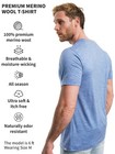 Merino Wool T-shirt Mens - 100  Organic Merino Wool Undershirt Lightweight Ba   