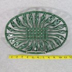 Vintage Invicta France Enameled Cast Iron Trivet Hunter Green Oval Leaf