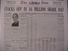 Vintage Newspaper Headlines   New York City Wall Street Stock Market Crash  1929