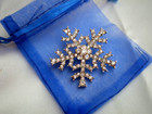 Ice White Rhinestone Silver Snowflake  Winter Pin Brooch christmas Hanukkah Gift