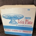 Vtg Anchor Hocking Footed Cake Plate Stand Early American Prescut Glass 706