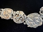 Antique Art Nouveau Gilt Silver 7 Ladies Medallions Gorgeous Quality Bracelet