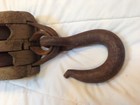 Antique Wood cast Iron Boat Ship Maritime Farm Barn Double Block   Tackle Pulley