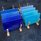 Blue Stained Glass Mosaic Tiles Pack  4x6 Inch Variety For Crafts