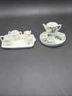 Lot Of 2 Vintage Miniature Porcelain Tea Sets Floral Asian Scenic Dollhouse